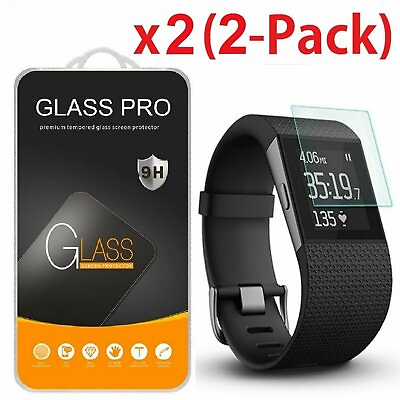 2 Pack Tempered Glass Screen Protector Guard for Fitbit Surge Smart Watch $3.95
