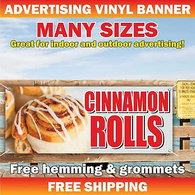 CINNAMON ROLLS Advertising Banner Vinyl Mesh Sign baked bakery still warm food $41.95