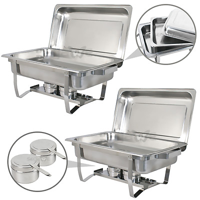 CATERING STAINLESS STEEL CHAFER CHAFING 2 PACK DISH SETS 8 QT PARTY PACK $72.58