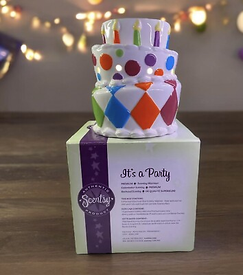 #ad #ad SCENTSY Retired “It’s A Party” Birthday Cake Design Warmer Full Size Premium NEW $20.39
