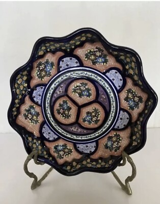 #ad TALAVERA Ceramic Pottery Plate Decorative Scalloped Edge 10quot; Signed VTG READ $15.68