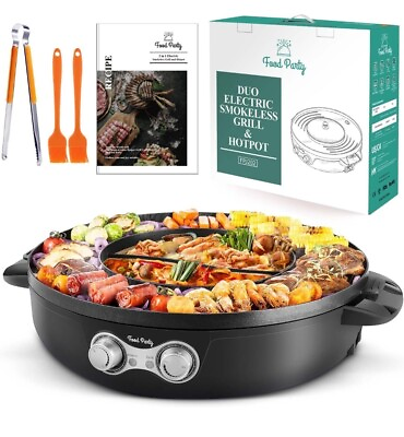 #ad #ad Original Never Used Food Party 2 in 1 Electric Smokeless Grill and Hot Pot $90.00