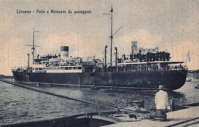 #ad Port of Livorno Italy And Motorized Passenger Ship Vtg Postcard CP355 $8.85
