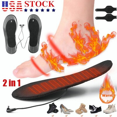 #ad Heated Shoe Insoles Electric Rechargeable Battery Power Skiing Foot Warmer Socks $15.99