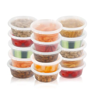 #ad 50 Sets 8 oz. Plastic Deli Disposable Food Storage Containers With Airtig... $25.18