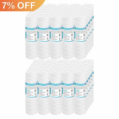 #ad 50 Pack 10quot; x 2.5quot; String Wound Sediment Water Filter Whole House RO Replacement $87.41