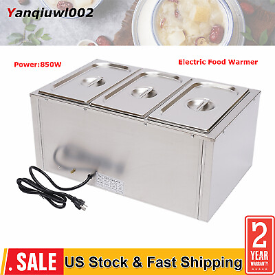#ad 3 Pan Commercial Electric Food Warmer Steam Table Buffet Bain Marie Countertop $109.72