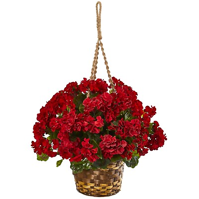 #ad #ad 19” Geranium Hanging Basket Artificial Plant UV Indoor Outdoor. Retail $99 $50.00