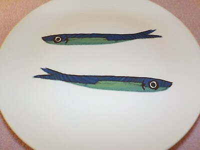 #ad Ceramiche Italia * 4 SALAD PLATES * Italy Blue Green Fish Ceramicheitalia exc $24.99