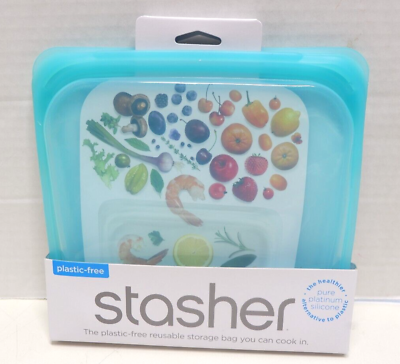 Stasher 100% Silicone Reusable Food Bag Sandwich Storage Size 7 inch $10.95
