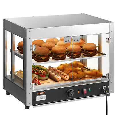 VEVOR 2 Tier Commercial Food Warmer Display Countertop Pizza Cabinet Water Tray $310.95