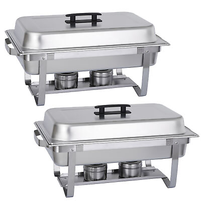 #ad 2PCS 8 QT Stainless Steel Chafing Dish Set Food Warmer Restaurant Buffet $60.58