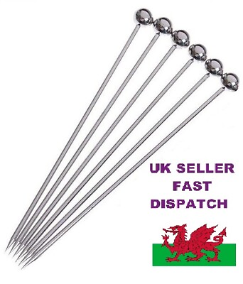#ad Stainless Steel Cocktail Sticks Fruit Picks Party Food Drink 11 cm long 6 Pack GBP 7.30