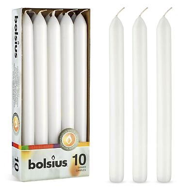 #ad BOLSIUS 10 Count Household White Dinner Candles 9 Inches Premium European... $12.47
