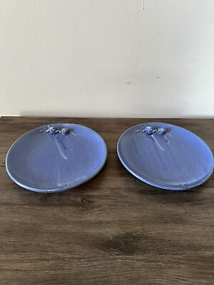 #ad Set Of 2 Topferei Steuernagel Handmade Pottery Plates with Mouse Blue. 8”D $30.00