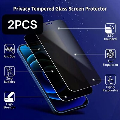 2PCS Anti Spy Screen Protector Private Tempered Glass For iPhone ProMax 13 12 11 $4.55