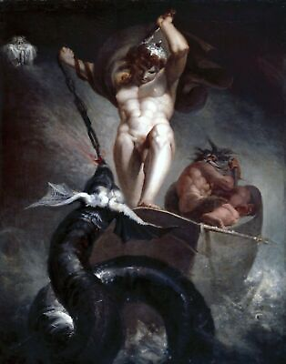 #ad 1790 Thor Battering the Midgard Serpent by Henry Fuseli art painting print $7.99
