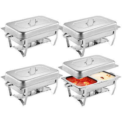 #ad Chafing Dish Buffet Set Stainless Steel Food Warmer Chafer Complete Set 4PCS $227.53