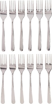 #ad Heavy Duty Dinner Forks 18 0 Stainless Steel Salad Table Fork Set of 12 Flatware $19.98