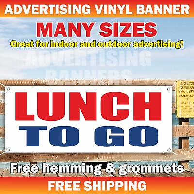 #ad LUNCH TO GO Advertising Banner Vinyl Mesh Sign Breakfast dinner food buffet $219.95