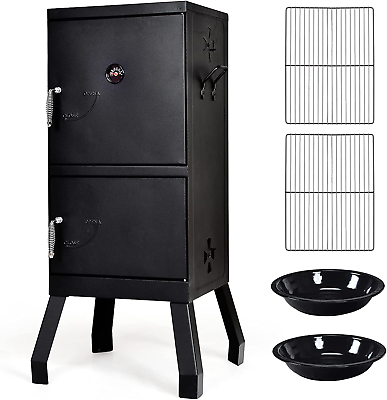 #ad Vertical Charcoal Smoker with Double Doors 2 Detachable Grill Netting Racks C $228.99