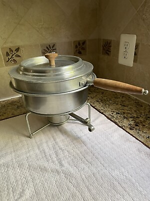 #ad Four Piece Aluminum Chafing Dish With Wooden Handle $15.00