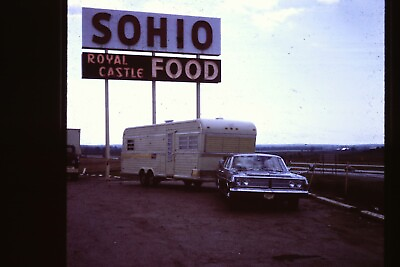 #ad Vtg 1971 128 Type Slide Sohio Gas Station Royal Castle Food Car w Trailer $9.95