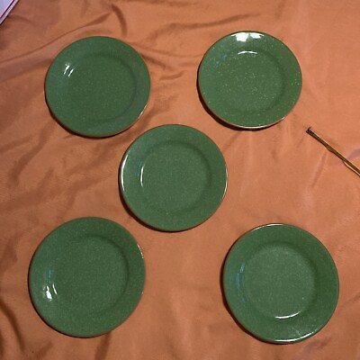 5 Val Do Sol Pottery Salad Plates Portugal Terracotta Green Speckled Spring L1 $50.00