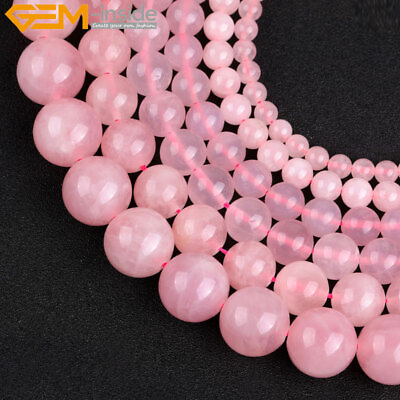Natural Gemstone Pink Rose Quartz Round Loose Beads For Jewelry Making 15quot; DIY $3.49