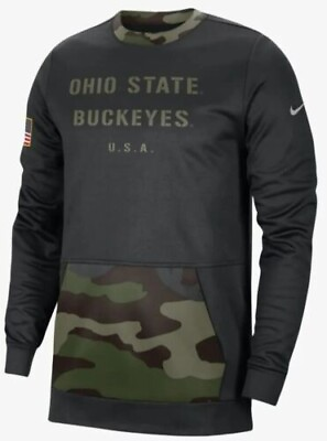 Nike NCAA Ohio State Buckeyes Black Camo Football Sweatshirt DD4317 010 Men#x27;s M $42.80