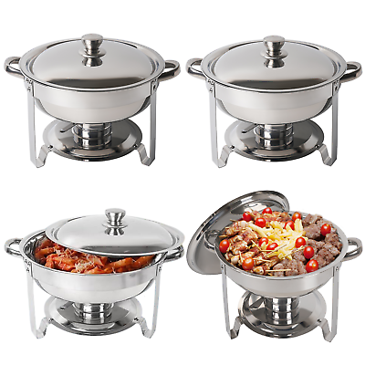 #ad 4 Pack 5 QT Stainless Steel Chafer Chafing Dish Sets For Catering Food Warmer $108.99