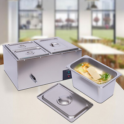 #ad 600W 3 Pots Countertop Food Warmer Stainless Steel Electric Commercial Food Warm $103.00