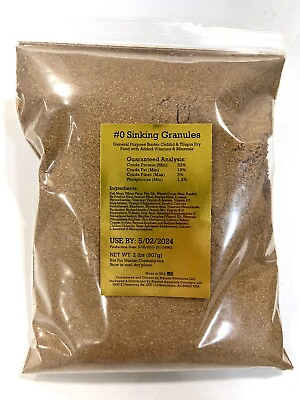 52% Protein Sinking #0 Granules Fish Food for Tilapia and Cichlid New Born Fry $17.90