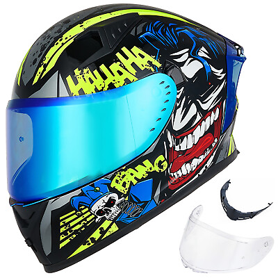 ILM Motorcycle Helmet Full Face with Mirroredamp;Clear Visors2 Fins DOT Approved $159.99
