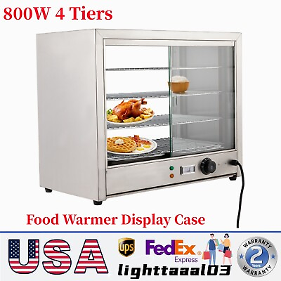 #ad 800W 4 Tiers Commercial Food Warmer Display Case Countertop Pizza Heated Cabinet $279.30