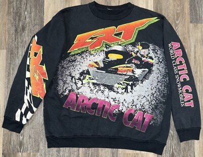 #ad Vintage Team Arctic Cat Racing All Over Print Sweatshirt 90#x27;s Snowmobile Rare $89.99