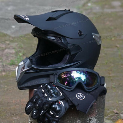 DOT Motocross Helmet Dirt Bike Offroad MX ATV Snowmobile UTV Goggles Gloves $57.95