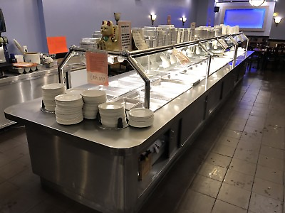Stainless Steel Electric Steam Table Buffet 255” 32 Pans 208V 1PH w Sneeze Guard $25000.00