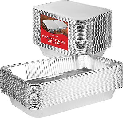 #ad Chafing Dish Buffet Set with Cover Disposable 21X13 5 Chafing Dishes Lids $41.69