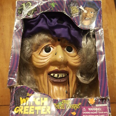 #ad Gemmy Halloween Witch Greeter Animated Eyes light mouth sings Evil Ways Works $13.23