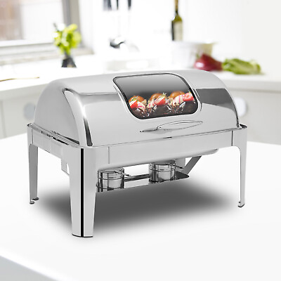 Stainless Steel Chafer Buffet Chafing Dish Large Capacity Roll Top Food Warmer $140.60