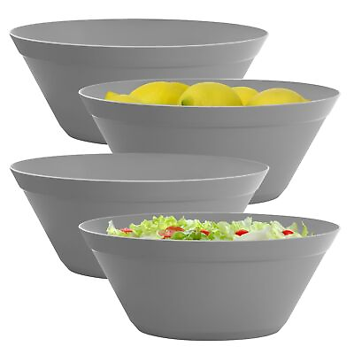 #ad Newport Grey Plastic Salad and Serving 10 inch Bowls Set of 4 Reusable B... $22.58