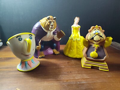 #ad #ad Set Of 4 Beauty And The Beast 1992 Pizza Hut Rubber Figures $9.50