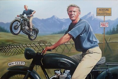 #ad #ad Steve McQueen Motorcycle Man Cave SIGN 4x6 magnet Refrigerator Bar Toolbox Shop $1.96