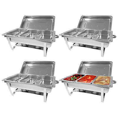 #ad Rectangular Chafing Dish Buffet Set Catering Food Warmer for Parties 1SET 4PCS $230.33