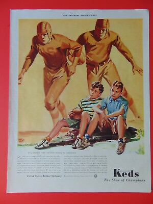 #ad 1941 KEDS The Shoe of Champions Boys Dream about Football art print ad $4.98