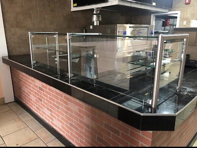 108quot; 9#x27; ft Pizza Display Case Glass Sneeze Guard All Stainless Steel W Shelf $5468.75