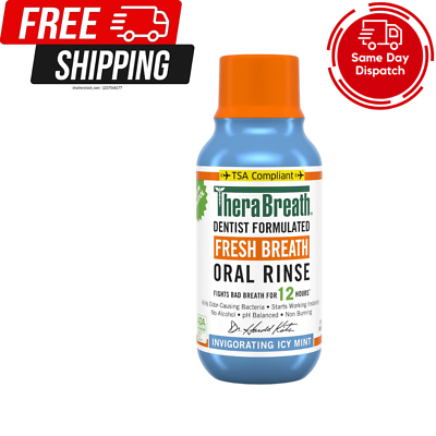 #ad TheraBreath Fresh Breath Mouthwash Icy Mint Alcohol Free Travel Size 3 fl oz $7.05