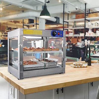 #ad 2 Tier Countertop Food Warmer Commercial Heat Food Pizza Display Case $252.12