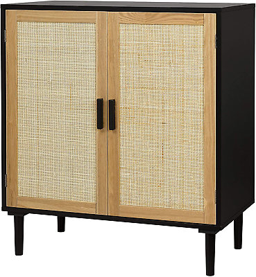 #ad Sideboard Buffet Cabinet Kitchen Storage Cabinet with Rattan Decorated Doors A $180.36